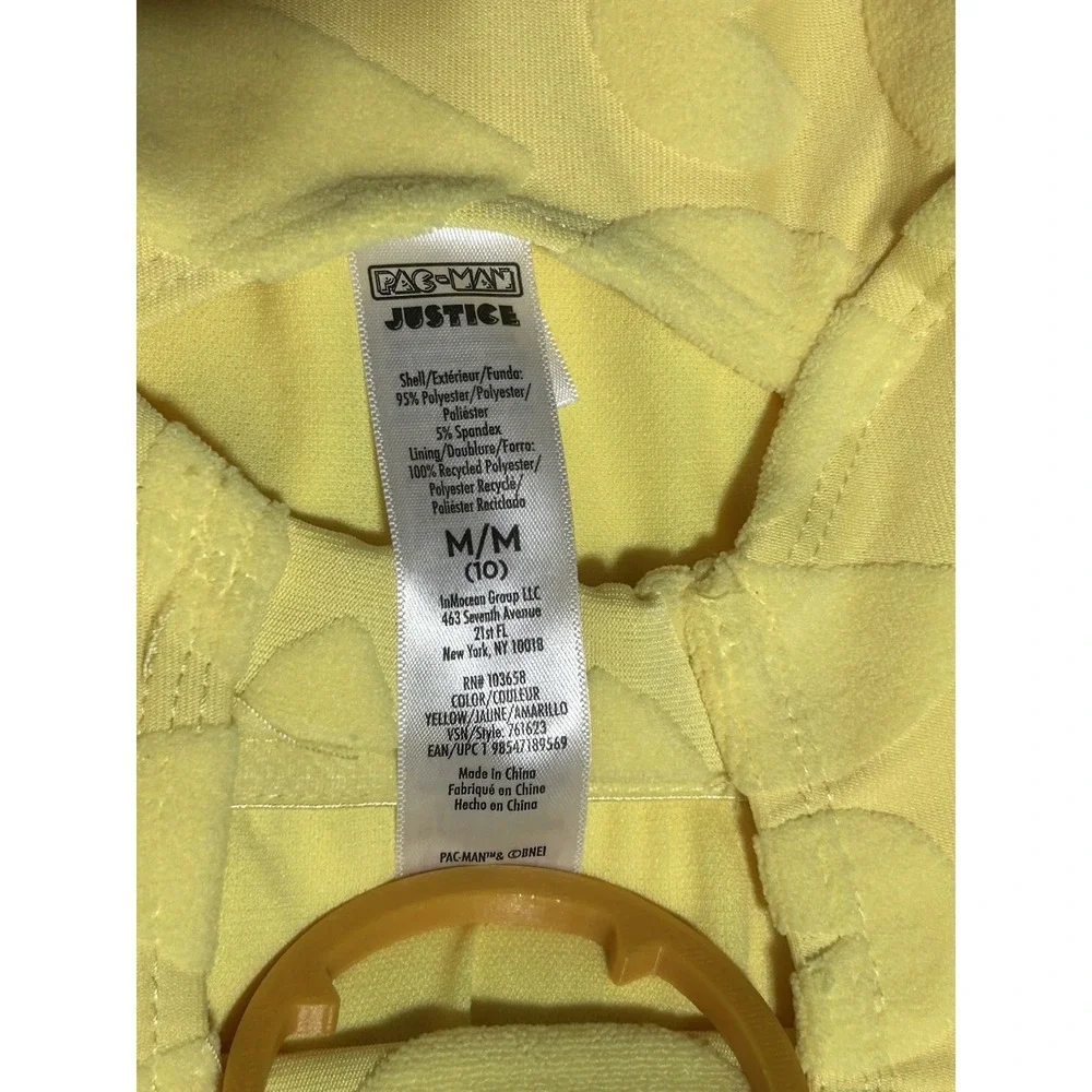 Justice x Pacman Yellow Terry One Piece Swimsuit Girls Medium/10 Pool Beach